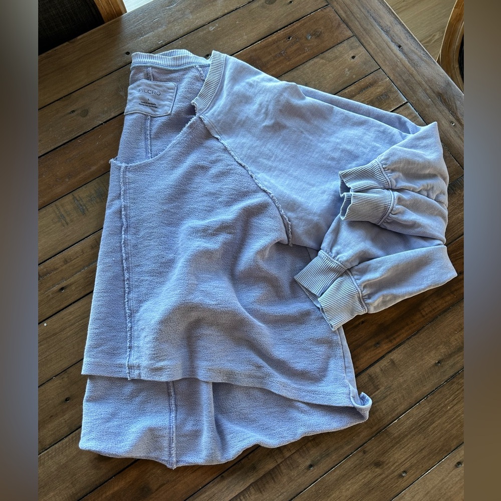 Anthropologie Pilcro Lavender Cropped V-Neck Sweatshirt - Picture 5 of 11